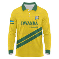 Custom Rwanda Football Long Sleeve Polo Shirt Pride Of Rwanda - Yellow - Wonder Print Shop