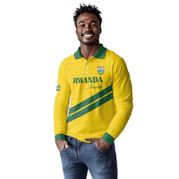 Custom Rwanda Football Long Sleeve Polo Shirt Pride Of Rwanda - Yellow - Wonder Print Shop