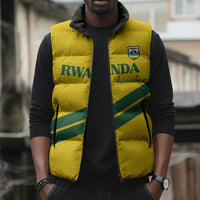 Custom Rwanda Football Sleeveless Puffer Jacket Pride Of Rwanda - Yellow - Wonder Print Shop