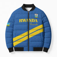 Custom Rwanda Football Bomber Puffer Jacket Pride Of Rwanda - Blue - Wonder Print Shop