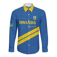 Custom Rwanda Football Long Sleeve Button Shirt Pride Of Rwanda - Blue - Wonder Print Shop
