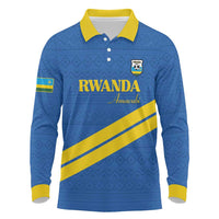 Custom Rwanda Football Long Sleeve Polo Shirt Pride Of Rwanda - Blue - Wonder Print Shop