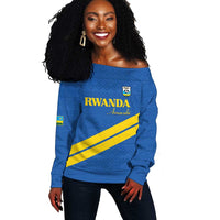 Custom Rwanda Football Off Shoulder Sweater Pride Of Rwanda - Blue - Wonder Print Shop