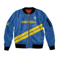 Custom Rwanda Football Sleeve Zip Bomber Jacket Pride Of Rwanda - Blue - Wonder Print Shop