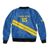 Custom Rwanda Football Sleeve Zip Bomber Jacket Pride Of Rwanda - Blue - Wonder Print Shop