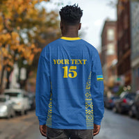 Rwanda Football Custom Long Sleeve Shirt Stand With Amavubi - Blue - Wonder Print Shop