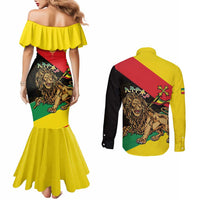 Ethiopia Empire 1270-1974 Couples Matching Mermaid Dress and Long Sleeve Button Shirt Lion Of Judah With Ethiopian Cross