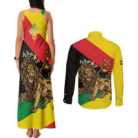 Ethiopia Empire 1270-1974 Couples Matching Tank Maxi Dress and Long Sleeve Button Shirt Lion Of Judah With Ethiopian Cross