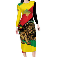 Ethiopia Empire 1270-1974 Family Matching Long Sleeve Bodycon Dress and Hawaiian Shirt Lion Of Judah With Ethiopian Cross