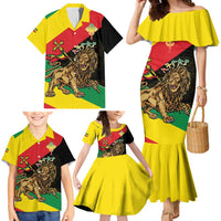 Ethiopia Empire 1270-1974 Family Matching Mermaid Dress and Hawaiian Shirt Lion Of Judah With Ethiopian Cross