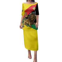 Ethiopia Empire 1270-1974 Family Matching Puletasi and Hawaiian Shirt Lion Of Judah With Ethiopian Cross