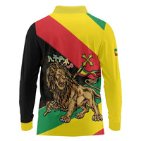 Ethiopia Empire 1270-1974 Long Sleeve Polo Shirt Lion Of Judah With Ethiopian Cross