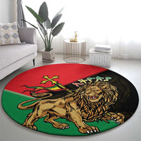Ethiopia Empire 1270-1974 Round Carpet Lion Of Judah With Ethiopian Cross