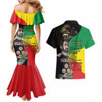 Haile Selassie Couples Matching Mermaid Dress and Hawaiian Shirt Lion Of Judah Ethiopia Rastafari