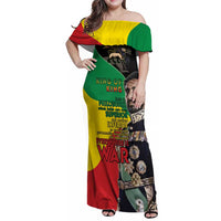 Haile Selassie Family Matching Off Shoulder Maxi Dress and Hawaiian Shirt Lion Of Judah Ethiopia Rastafari