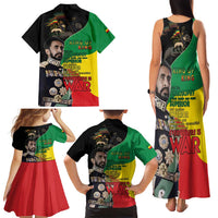 Haile Selassie Family Matching Tank Maxi Dress and Hawaiian Shirt Lion Of Judah Ethiopia Rastafari