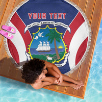 Personalised Liberia Beach Blanket Coat Of Arms With Flag Map