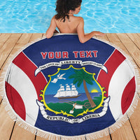 Personalised Liberia Beach Blanket Coat Of Arms With Flag Map
