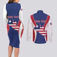 Personalised Liberia Couples Matching Long Sleeve Bodycon Dress and Long Sleeve Button Shirt Coat Of Arms With Flag Map