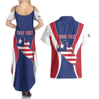 Personalised Liberia Couples Matching Summer Maxi Dress and Hawaiian Shirt Coat Of Arms With Flag Map
