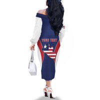 Personalised Liberia Family Matching Off The Shoulder Long Sleeve Dress and Hawaiian Shirt Coat Of Arms With Flag Map