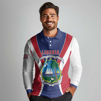 Personalised Liberia Long Sleeve Polo Shirt Coat Of Arms With Flag Map