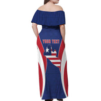 Personalised Liberia Off Shoulder Maxi Dress Coat Of Arms With Flag Map