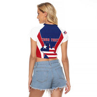 Personalised Liberia Raglan Cropped T Shirt Coat Of Arms With Flag Map