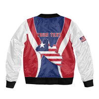 Personalised Liberia Sleeve Zip Bomber Jacket Coat Of Arms With Flag Map