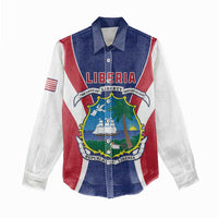 Personalised Liberia Women Casual Shirt Coat Of Arms With Flag Map