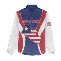Personalised Liberia Women Casual Shirt Coat Of Arms With Flag Map
