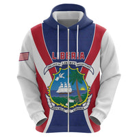 Personalised Liberia Zip Hoodie Coat Of Arms With Flag Map