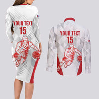 Custom Cuba Basketball Couples Matching Long Sleeve Bodycon Dress and Long Sleeve Button Shirt Sporty Style