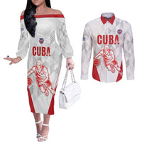 Custom Cuba Basketball Couples Matching Off The Shoulder Long Sleeve Dress and Long Sleeve Button Shirt Sporty Style