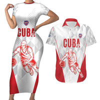 Custom Cuba Basketball Couples Matching Short Sleeve Bodycon Dress and Hawaiian Shirt Sporty Style