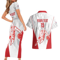 Custom Cuba Basketball Couples Matching Short Sleeve Bodycon Dress and Hawaiian Shirt Sporty Style