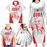 Custom Cuba Basketball Family Matching Long Sleeve Bodycon Dress and Hawaiian Shirt Sporty Style