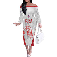 Custom Cuba Basketball Family Matching Off The Shoulder Long Sleeve Dress and Hawaiian Shirt Sporty Style