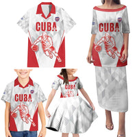 Custom Cuba Basketball Family Matching Puletasi and Hawaiian Shirt Sporty Style