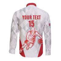 Custom Cuba Basketball Long Sleeve Button Shirt Sporty Style