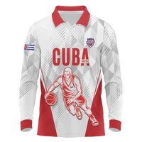 Custom Cuba Basketball Long Sleeve Polo Shirt Sporty Style