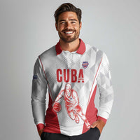 Custom Cuba Basketball Long Sleeve Polo Shirt Sporty Style