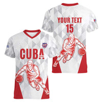 Custom Cuba Basketball Women V-Neck T-Shirt Sporty Style
