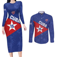 Custom Cuba Basketball Couples Matching Long Sleeve Bodycon Dress and Long Sleeve Button Shirt Flag Style