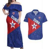 Custom Cuba Basketball Couples Matching Off Shoulder Maxi Dress and Hawaiian Shirt Flag Style