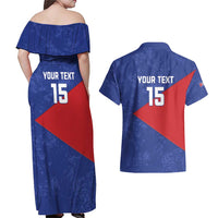 Custom Cuba Basketball Couples Matching Off Shoulder Maxi Dress and Hawaiian Shirt Flag Style