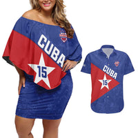 Custom Cuba Basketball Couples Matching Off Shoulder Short Dress and Hawaiian Shirt Flag Style