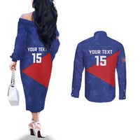 Custom Cuba Basketball Couples Matching Off The Shoulder Long Sleeve Dress and Long Sleeve Button Shirt Flag Style
