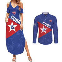 Custom Cuba Basketball Couples Matching Summer Maxi Dress and Long Sleeve Button Shirt Flag Style