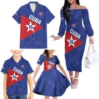 Custom Cuba Basketball Family Matching Off The Shoulder Long Sleeve Dress and Hawaiian Shirt Flag Style